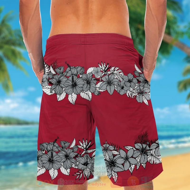 NFL Atlanta Falcons Grey Hibiscus Flower Hawaiian Shirt Short 1 2 3 4 5
