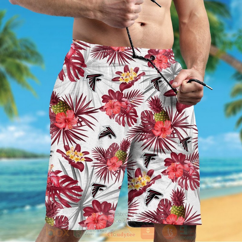NFL Atlanta Falcons Hibiscus Flower Hawaiian Shirt Short 1 2 3 4