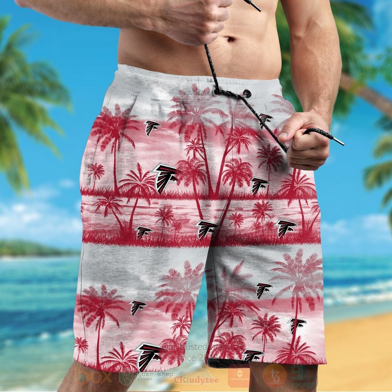 NFL Atlanta Falcons Red White Coconut tree Hawaiian Shirt Short 1 2 3 4
