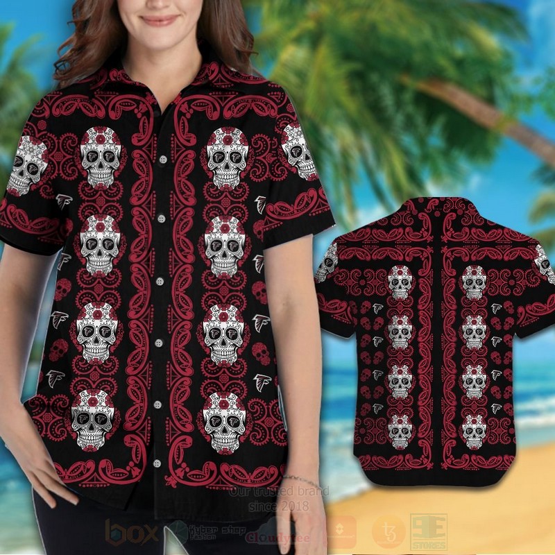 NFL Atlanta Falcons Skulls Hawaiian Shirt Short 1