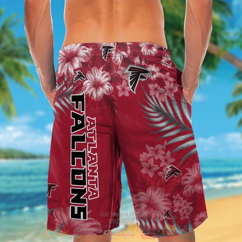 NFL Atlanta Falcons White Hibiscus Flower Hawaiian Shirt Short 1 2 3 4 5