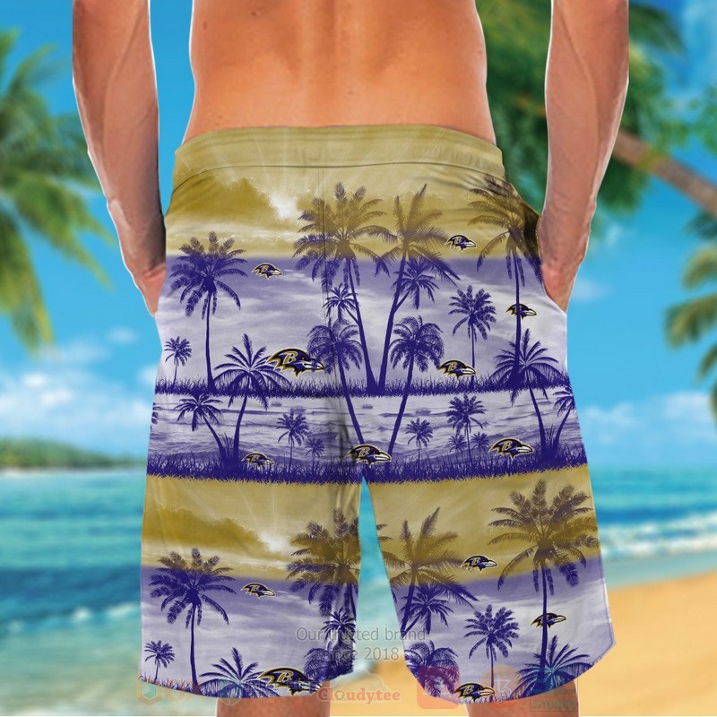 NFL Baltimore Ravens Blue Yellow Hawaiian Shirt Short 1 2 3 4 5