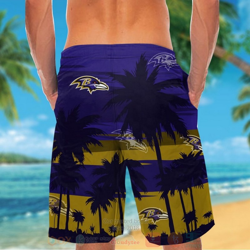 NFL Baltimore Ravens Brown Navy Hawaiian Shirt Short 1 2 3 4 5