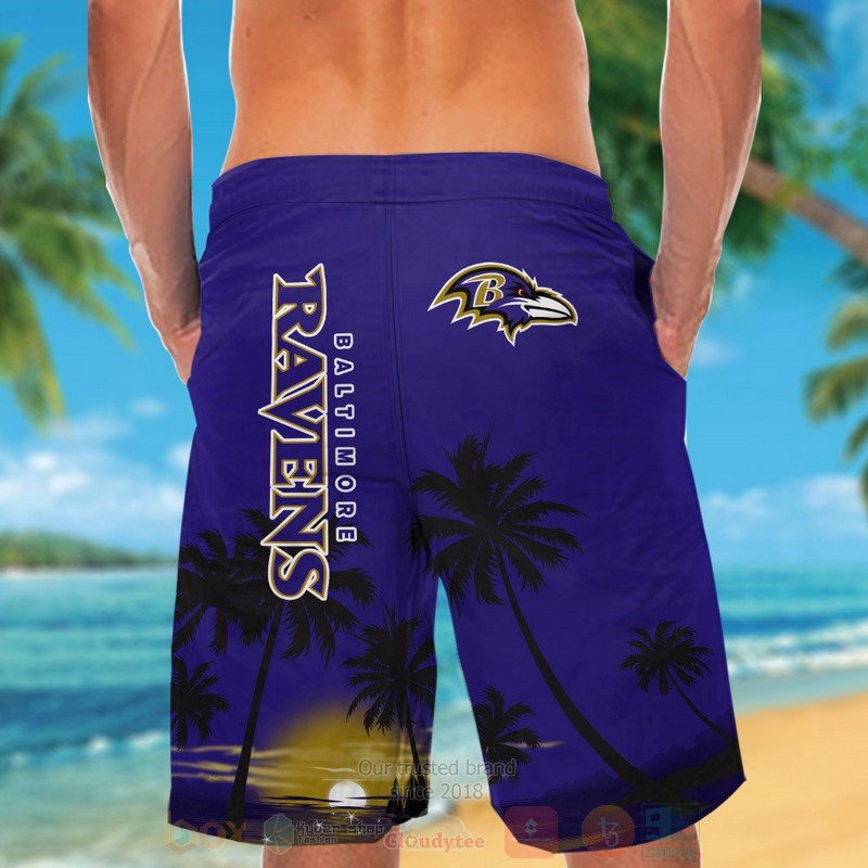 NFL Baltimore Ravens Dark Blue Hawaiian Shirt Short 1 2 3 4 5