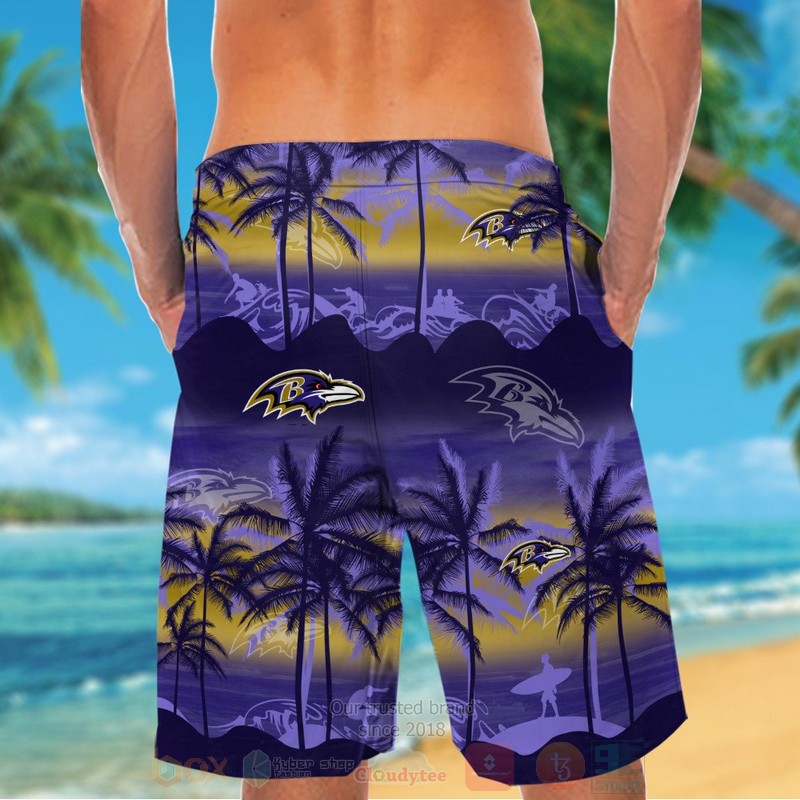NFL Baltimore Ravens Light purple Hawaiian Shirt Short 1 2 3 4 5
