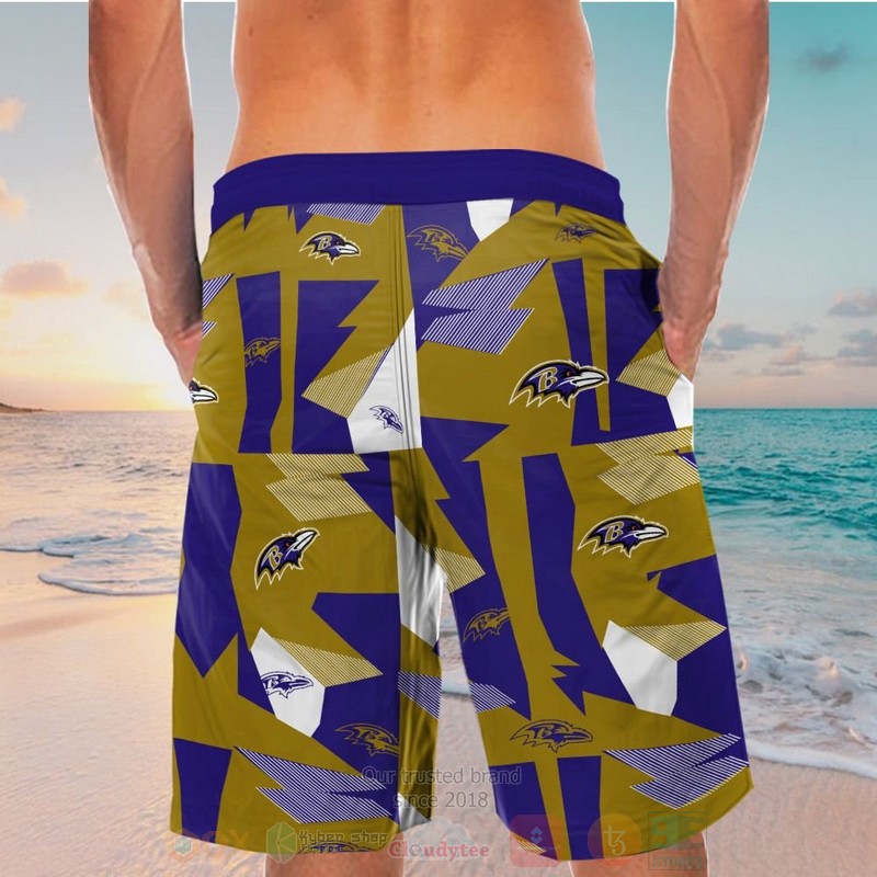 NFL Baltimore Ravens Navy Brown Hawaiian Shirt Short 1 2 3 4 5