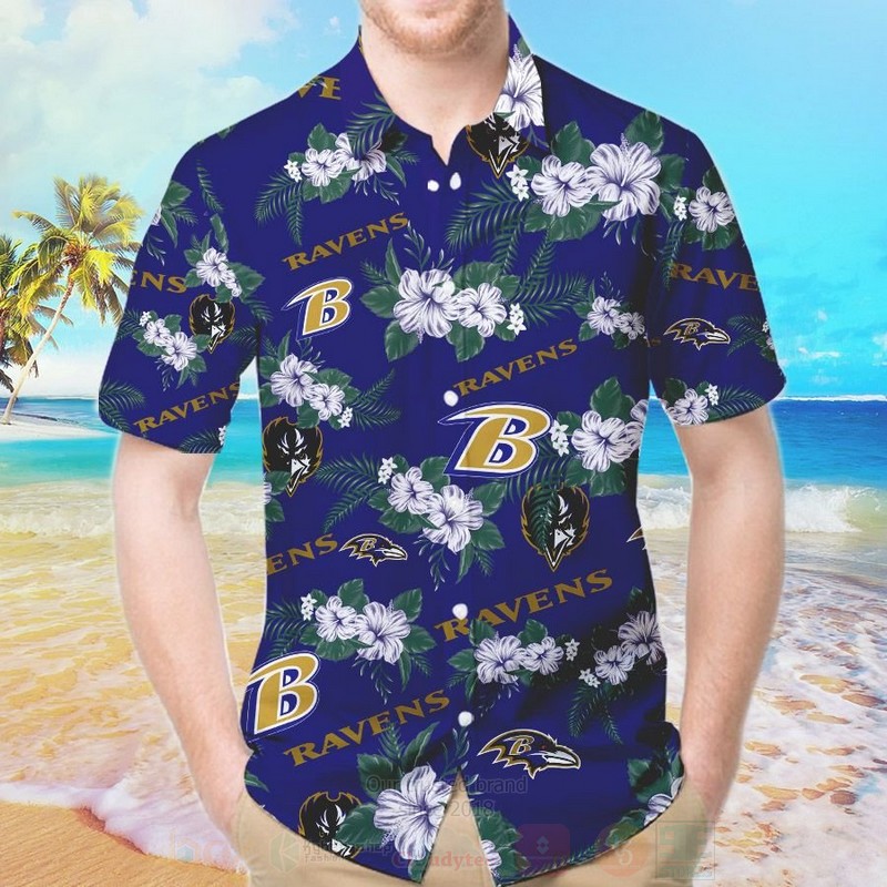 NFL Baltimore Ravens Navy Hawaiian Shirt Short