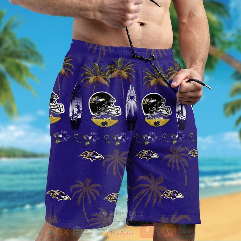 NFL Baltimore Ravens Rugby Cap Hawaiian Shirt Short 1 2 3 4