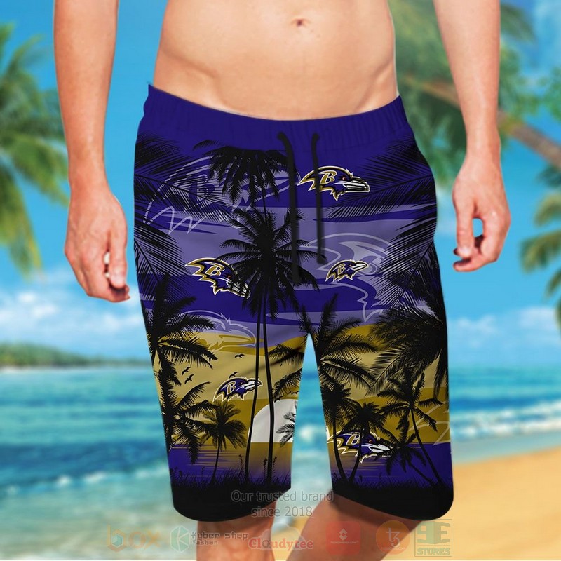 NFL Baltimore Ravens Sun Hawaiian Shirt Short 1 2 3 4