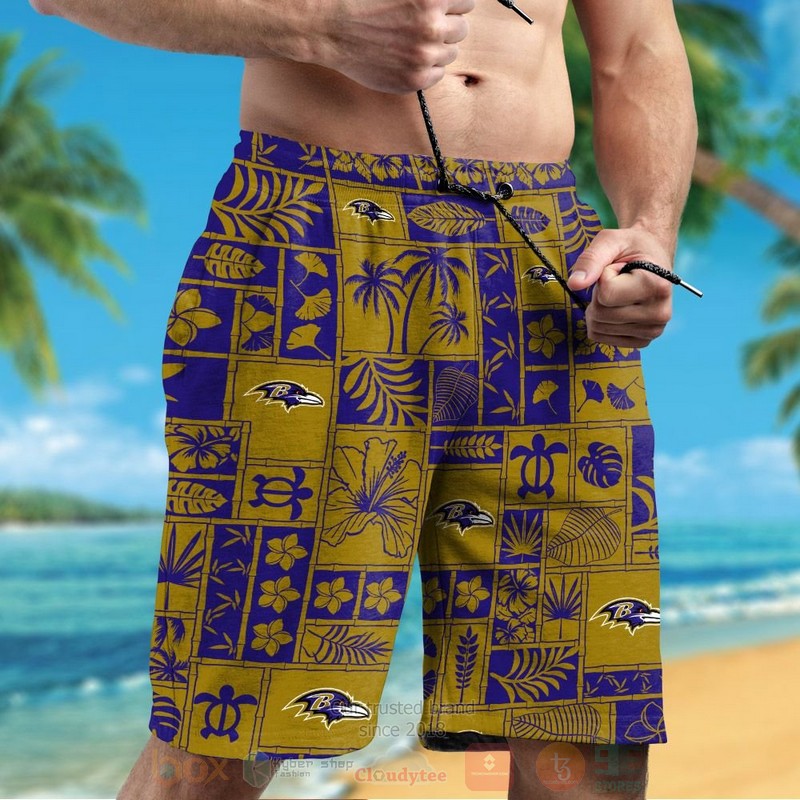 NFL Baltimore Ravens Turtle Hawaiian Shirt Short 1 2 3 4