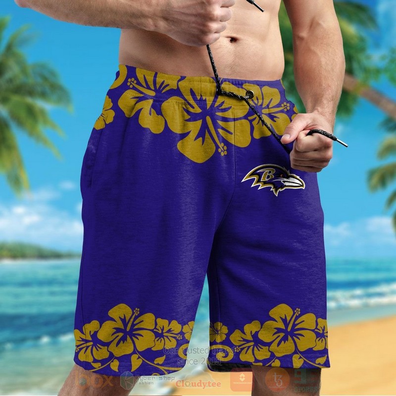 NFL Baltimore Ravens and Minnie Mouse Hawaiian Shirt Short 1 2 3 4