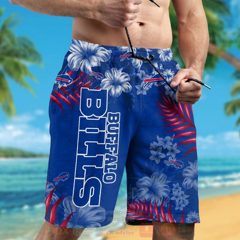 NFL Buffalo Bills Blue Hibiscus Flowers Hawaiian Shirt Short 1 2 3 4