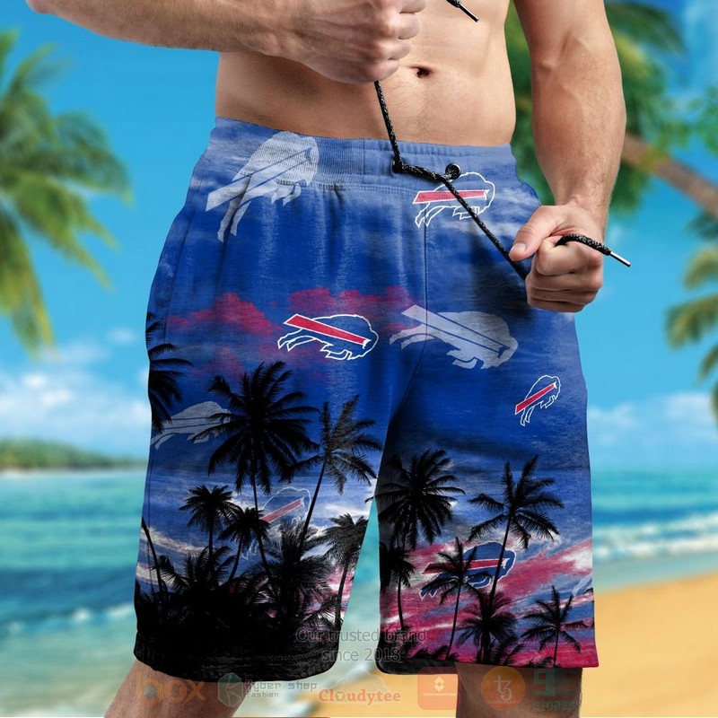 NFL Buffalo Bills Blue Skye Hawaiian Shirt Short 1 2 3 4