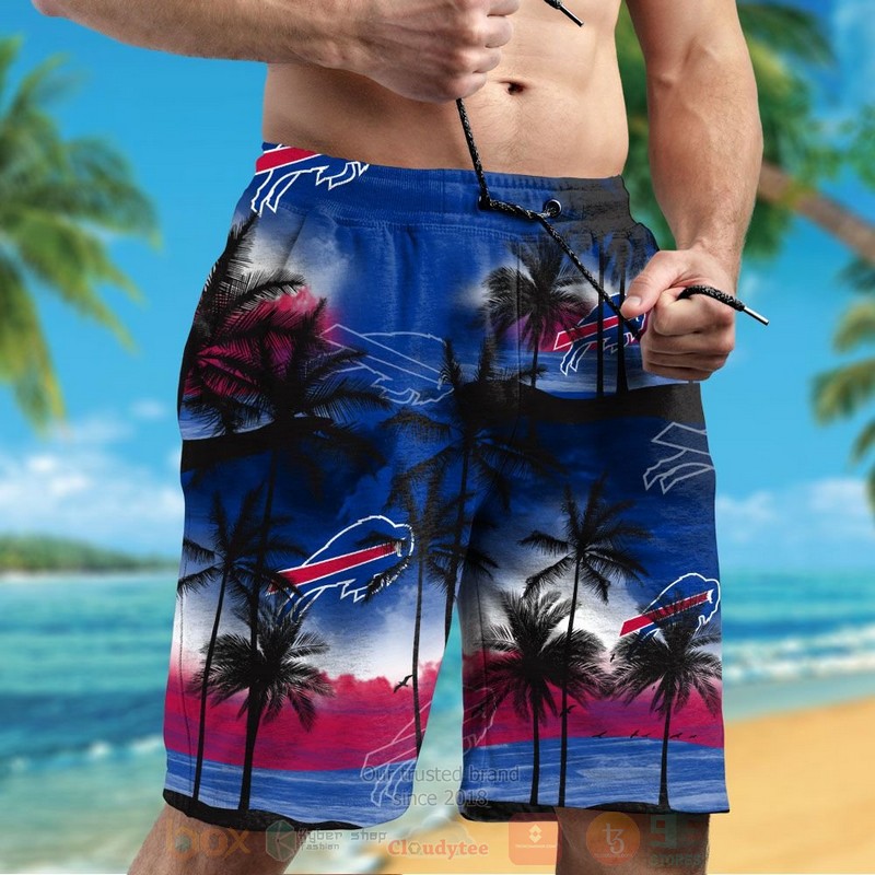 NFL Buffalo Bills Dark Blue Hawaiian Shirt Short 1 2 3 4