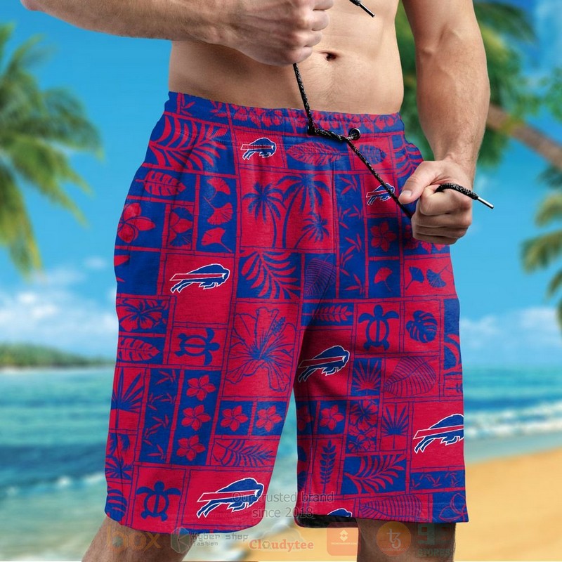 NFL Buffalo Bills Red Blue Marine Ecology Hawaiian Shirt Short 1 2 3 4