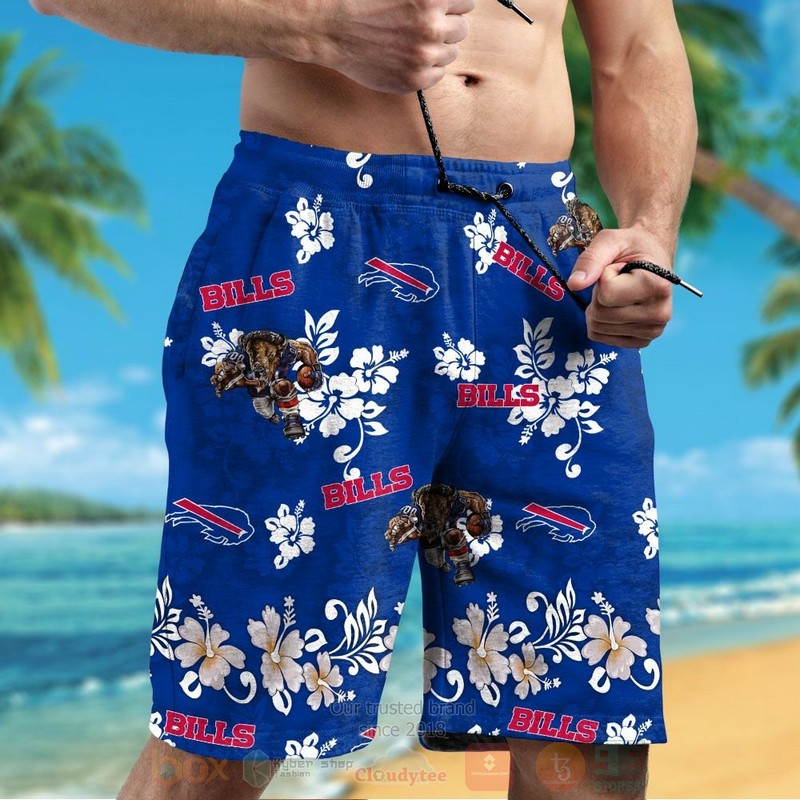 NFL Buffalo Bills White Hibiscus Flowers Hawaiian Shirt Short 1 2 3 4