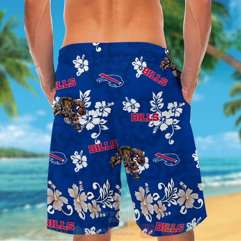NFL Buffalo Bills White Hibiscus Flowers Hawaiian Shirt Short 1 2 3 4 5