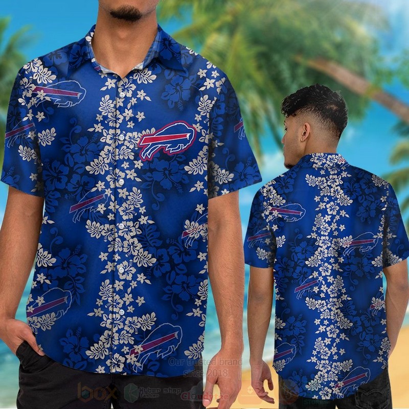 NFL Buffalo Bills White Hibiscus Hawaiian Shirt Short