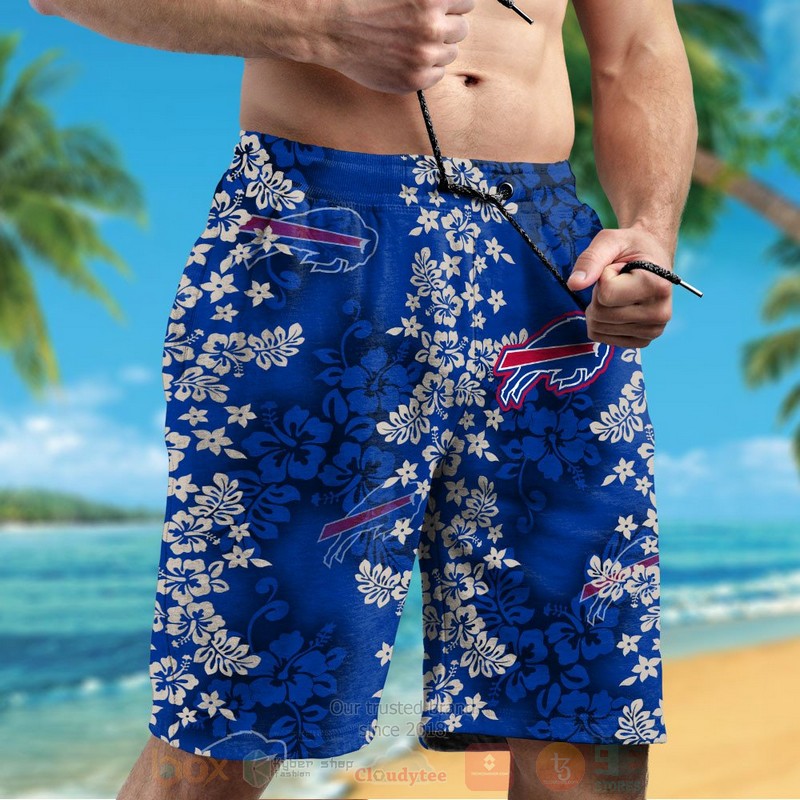 NFL Buffalo Bills White Hibiscus Hawaiian Shirt Short 1 2 3 4