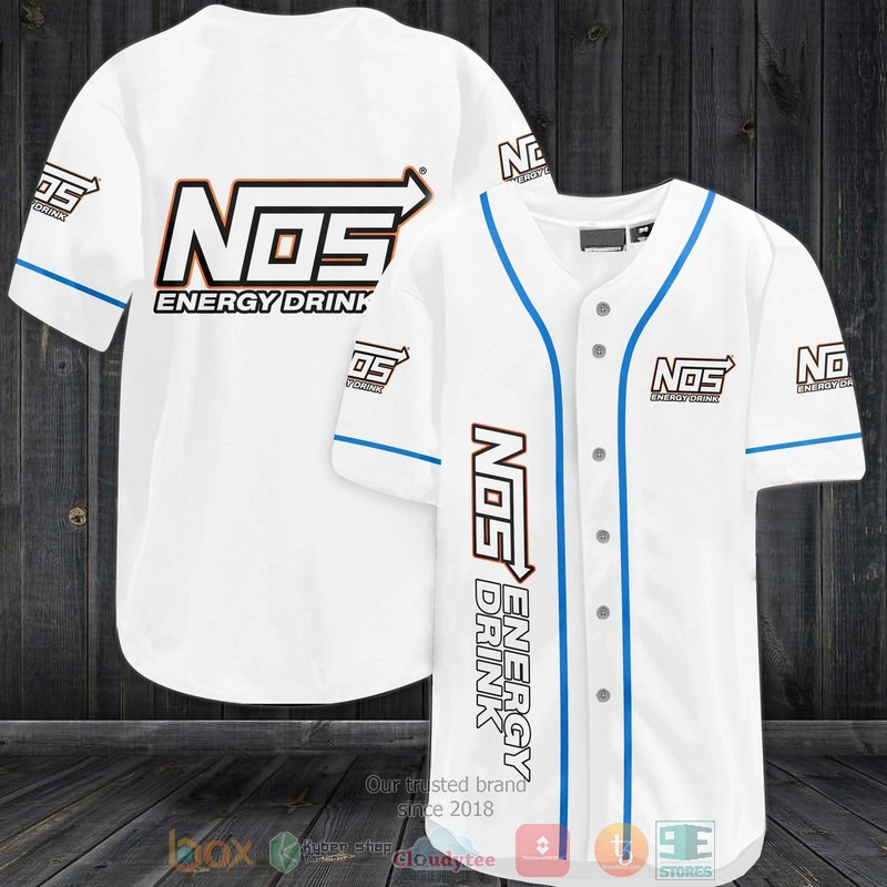 NOS Energy Drinks white Baseball Jersey