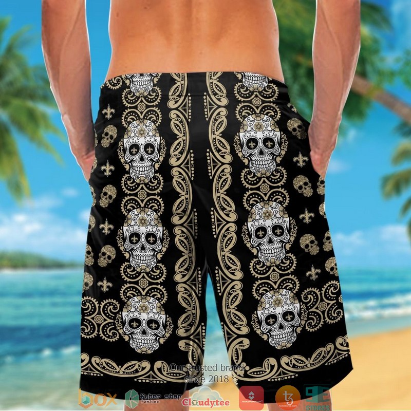 New Orleans Saints Small Sugar Skull Hawaiian Shirt short 1 2 3 4 5