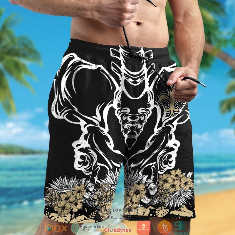 New Orleans Saints backbone hibisucs Hawaiian Shirt short 1 2 3 4