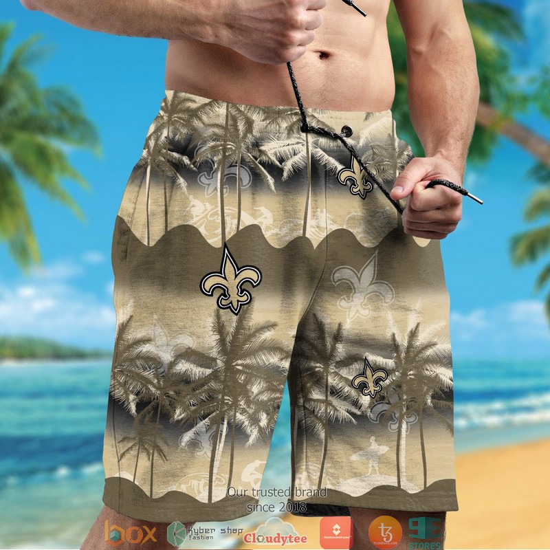 New Orleans Saints coconut island Ocean Waves Hawaiian Shirt short 1 2 3 4