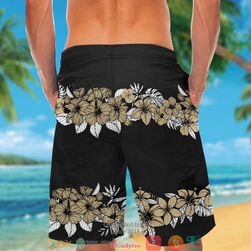 New Orleans Saints hibiscus flower line Hawaiian Shirt short 1 2 3 4 5