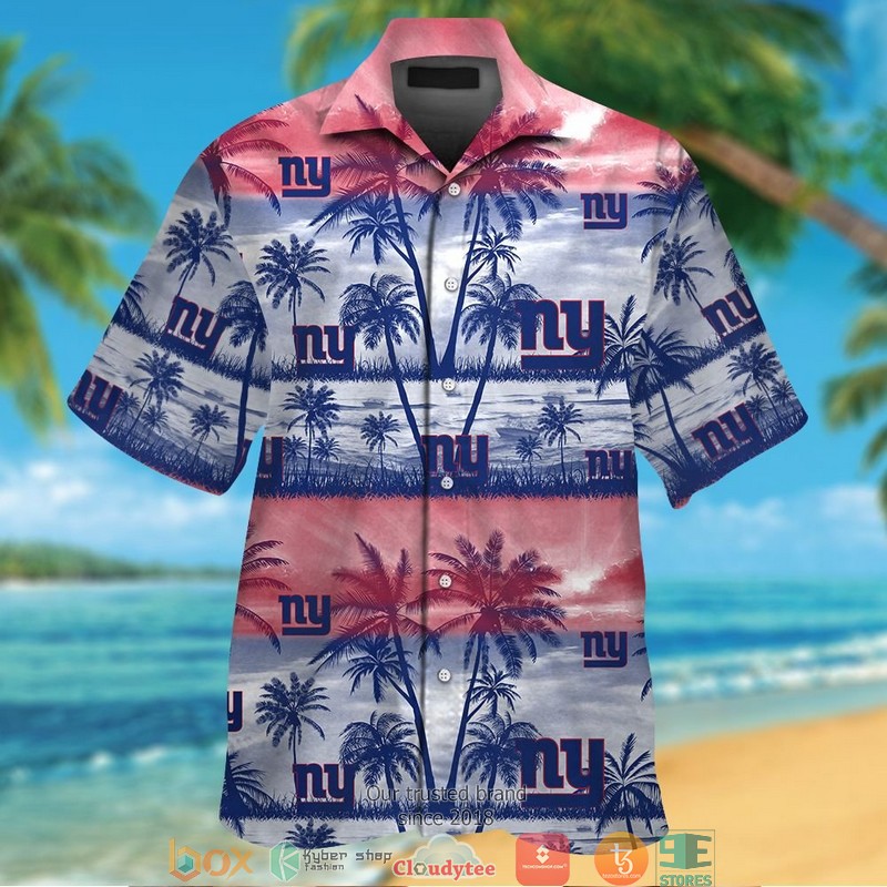 New York Giants Coconut Island White red Hawaiian Shirt short