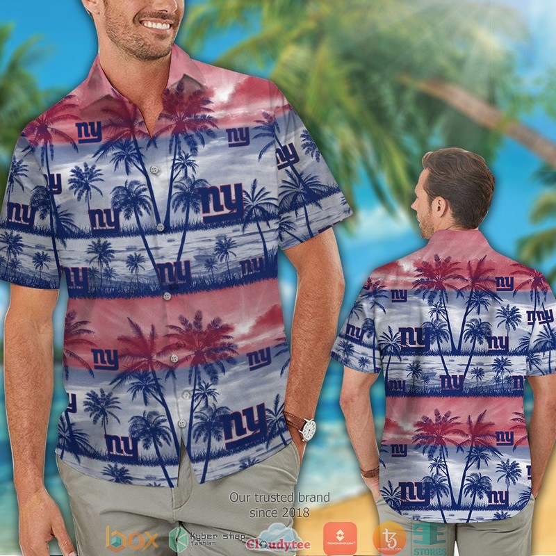 New York Giants Coconut Island White red Hawaiian Shirt short 1