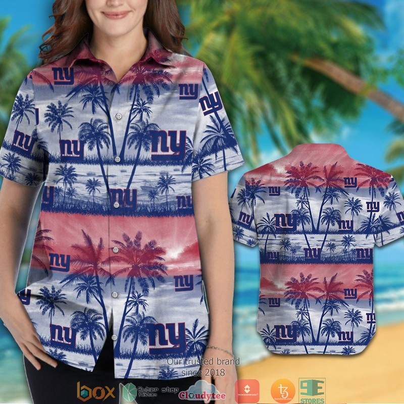 New York Giants Coconut Island White red Hawaiian Shirt short 1 2