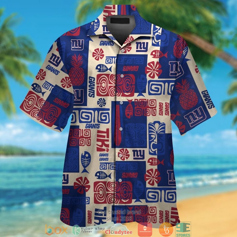 New York Giants Fish Pineapple pattern Hawaiian Shirt short