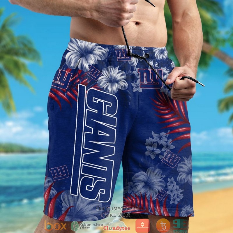 New York Giants Hibiscus Leaf Hawaiian Shirt short 1 2 3 4
