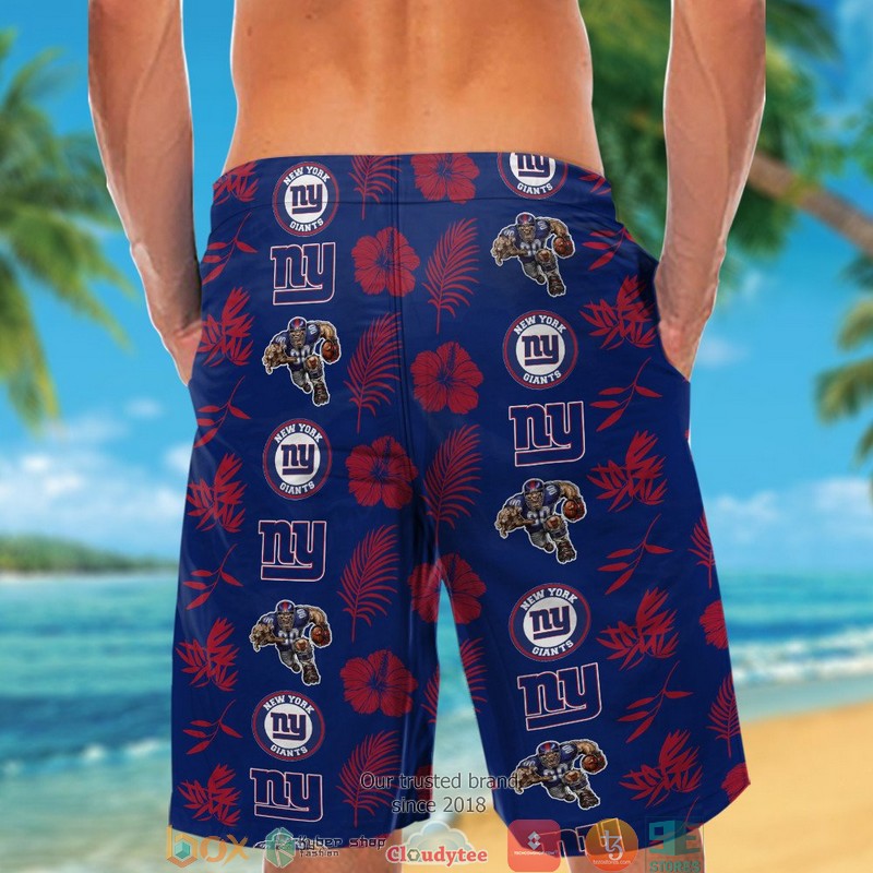 New York Giants Hibiscus Leaf Patter Hawaiian Shirt short 1 2 3 4 5
