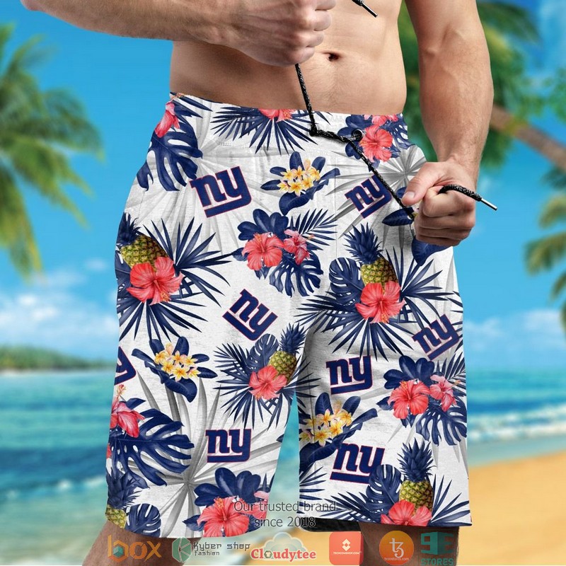 New York Giants Hibiscus Pineapple Hawaiian Shirt short 1 2 3 4