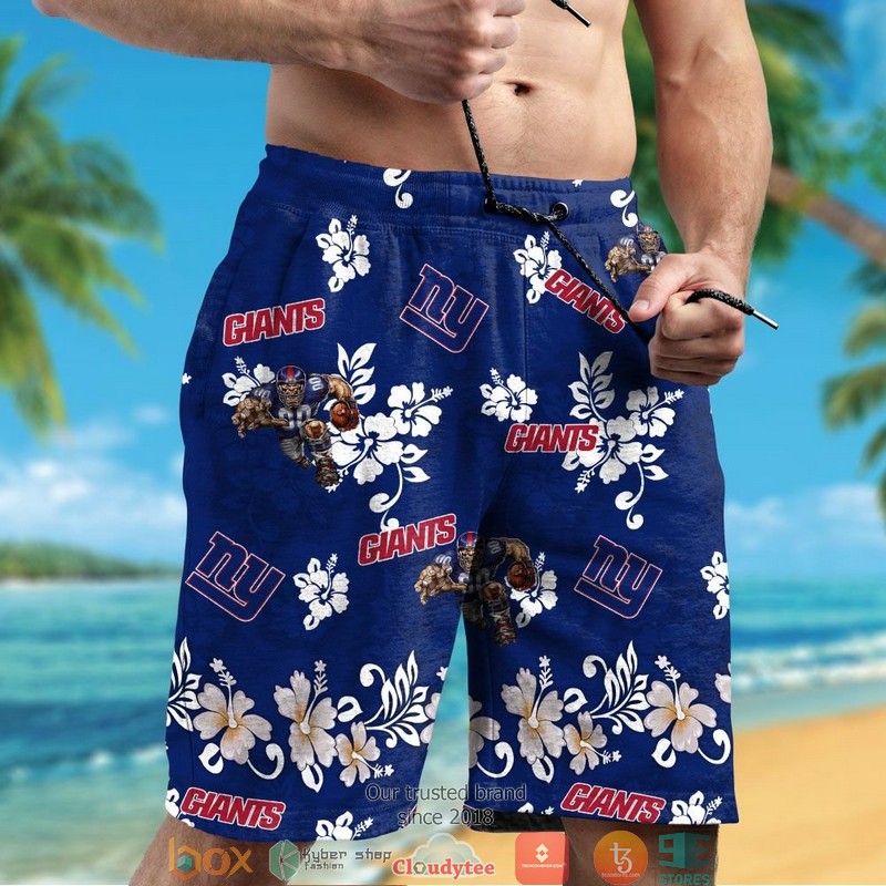New York Giants Hibiscus flowers Hawaiian Shirt short 1 2 3 4