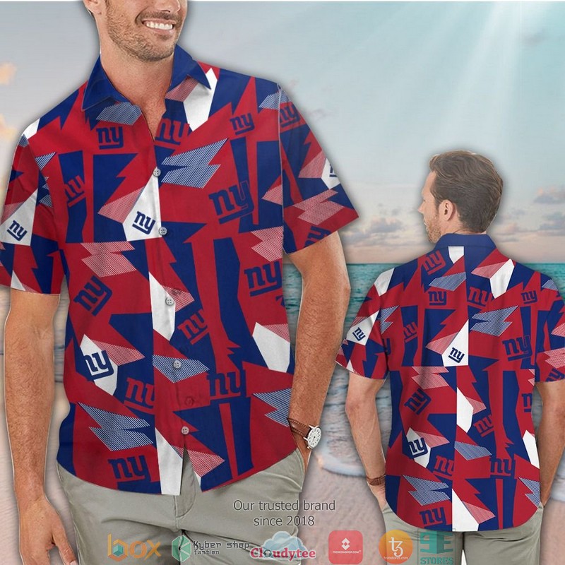 New York Giants Red Navy Blue Hawaiian Shirt short 1