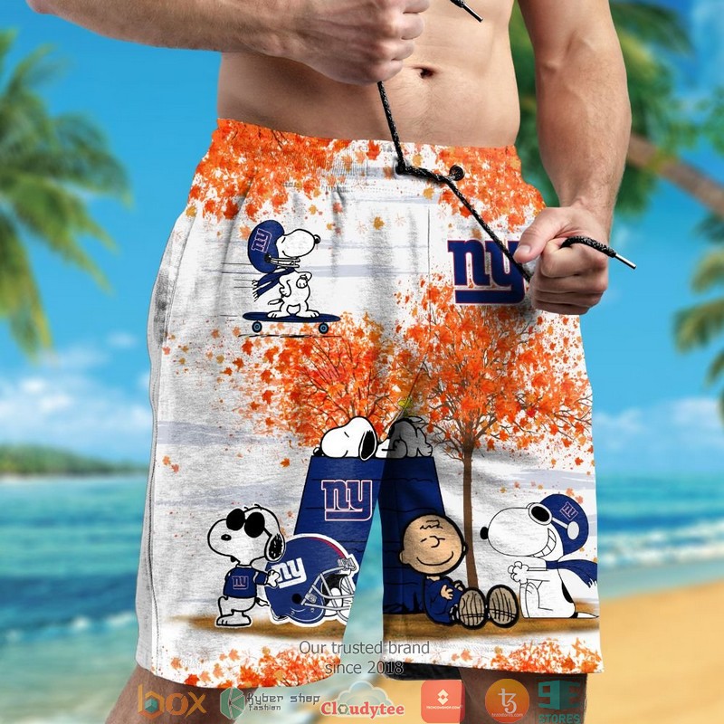 New York Giants Snoopy and Charlie Brown Autumn Hawaiian Shirt short 1 2 3 4