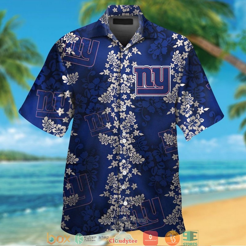 New York Giants hibiscus flowers pattern Hawaiian Shirt short