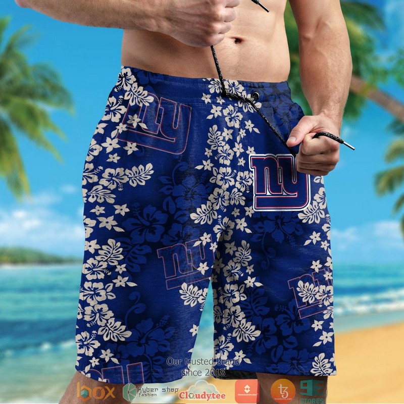 New York Giants hibiscus flowers pattern Hawaiian Shirt short 1 2 3 4