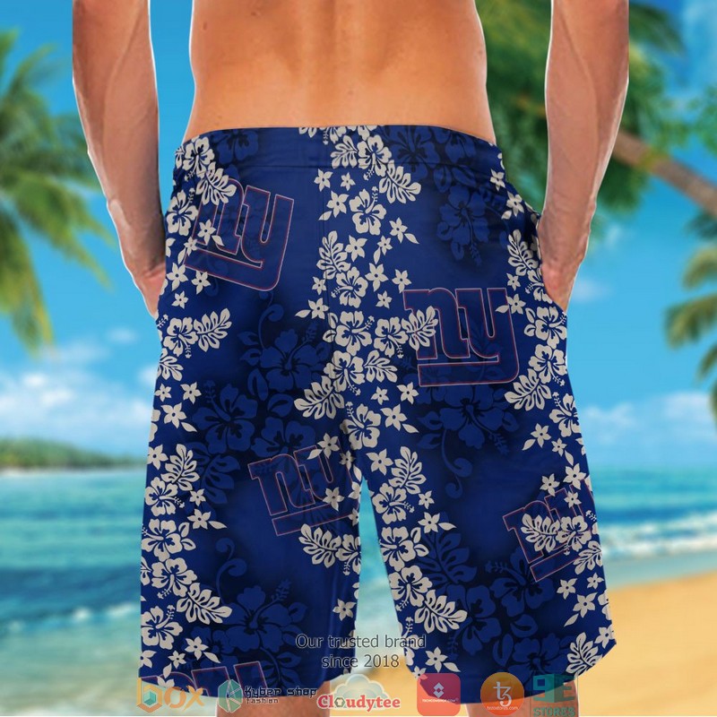 New York Giants hibiscus flowers pattern Hawaiian Shirt short 1 2 3 4 5
