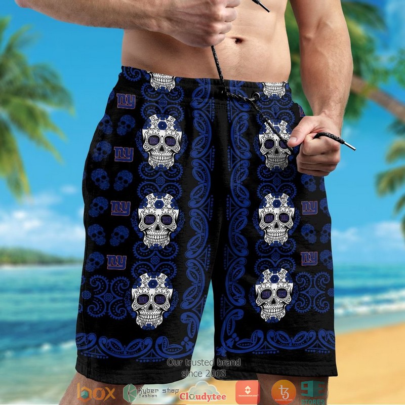 New York Giants small sugar Skull Hawaiian shirt short 1 2 3 4