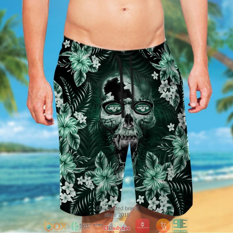 New York Jets 3d illusion Skull Hawaiian Shirt short 1 2 3 4