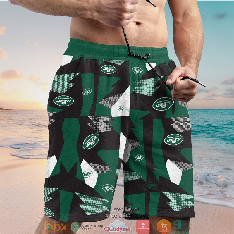 New York Jets Black green pattern Hawaiian Shirt short 1 2 3 4