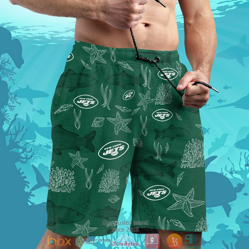 New York Jets Fish Ocean Pattern Hawaiian Shirt short 1 2 3 4