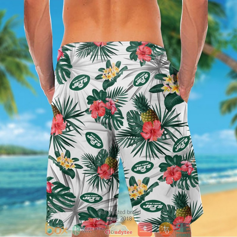 New York Jets Hibiscus Flower Hawaiian Shirt short 1 2 3 4 5
