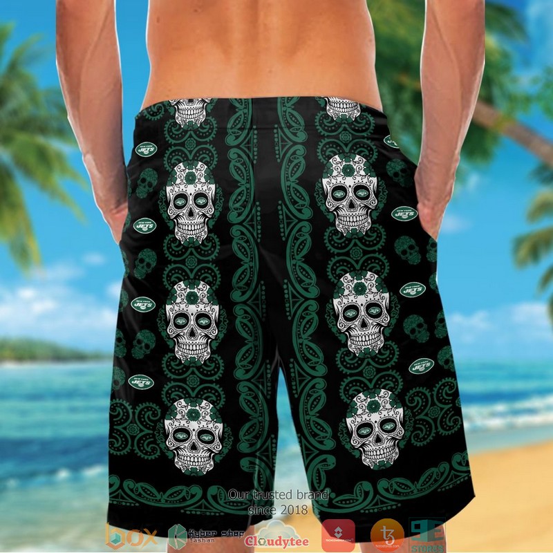 New York Jets Small Sugar Skull Hawaiian Shirt short 1 2 3 4 5