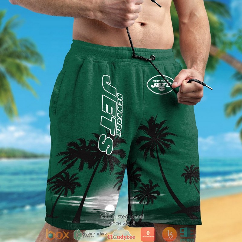 New York Jets coconut island night moon Hawaiian Shirt short 1 2 3 4
