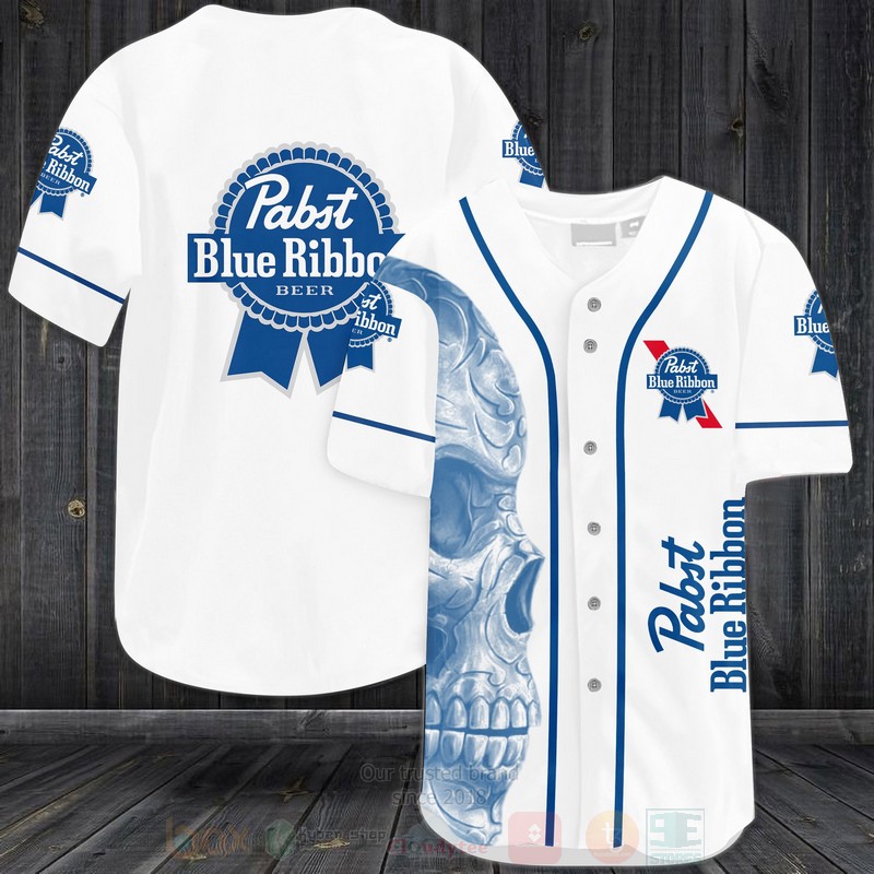 Pabst Blue Ribbon Skull Baseball Jersey Shirt