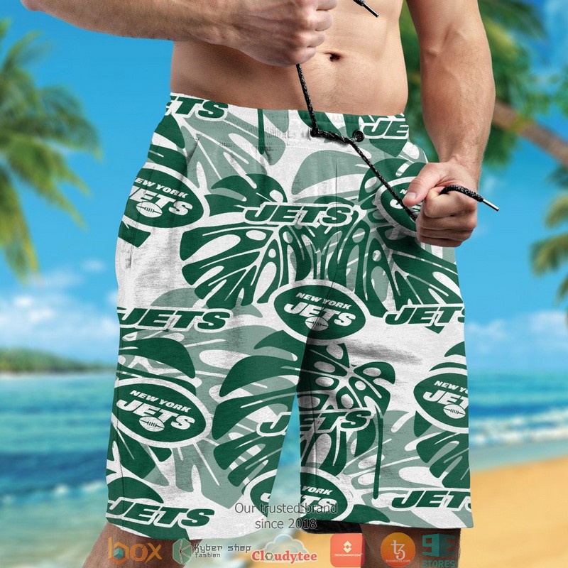 Personalized New York Jets Monstera deliciosa Hawaiian Shirt short 1 2 3 4